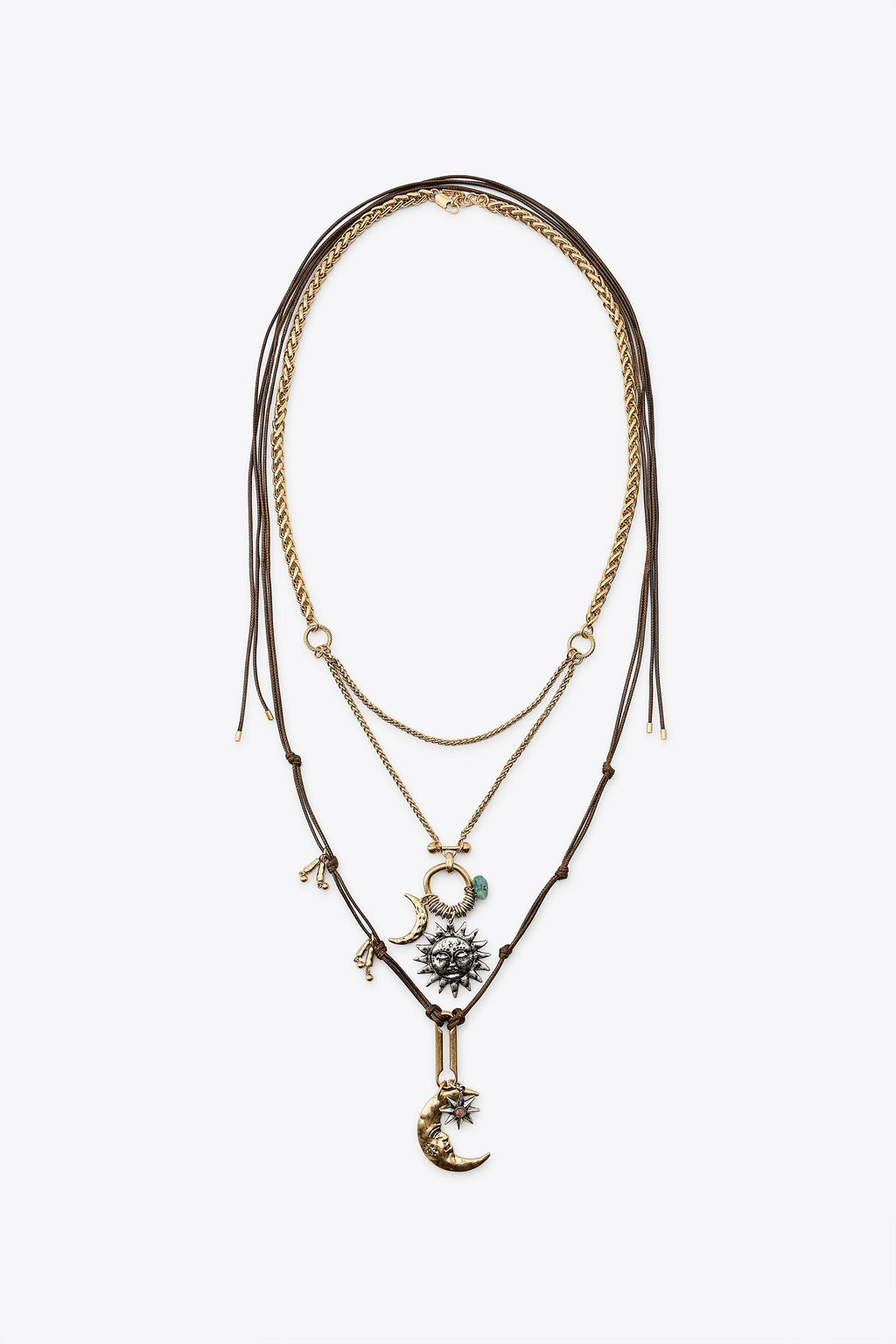 PACK OF 2 SUN AND MOON CHARM NECKLACES