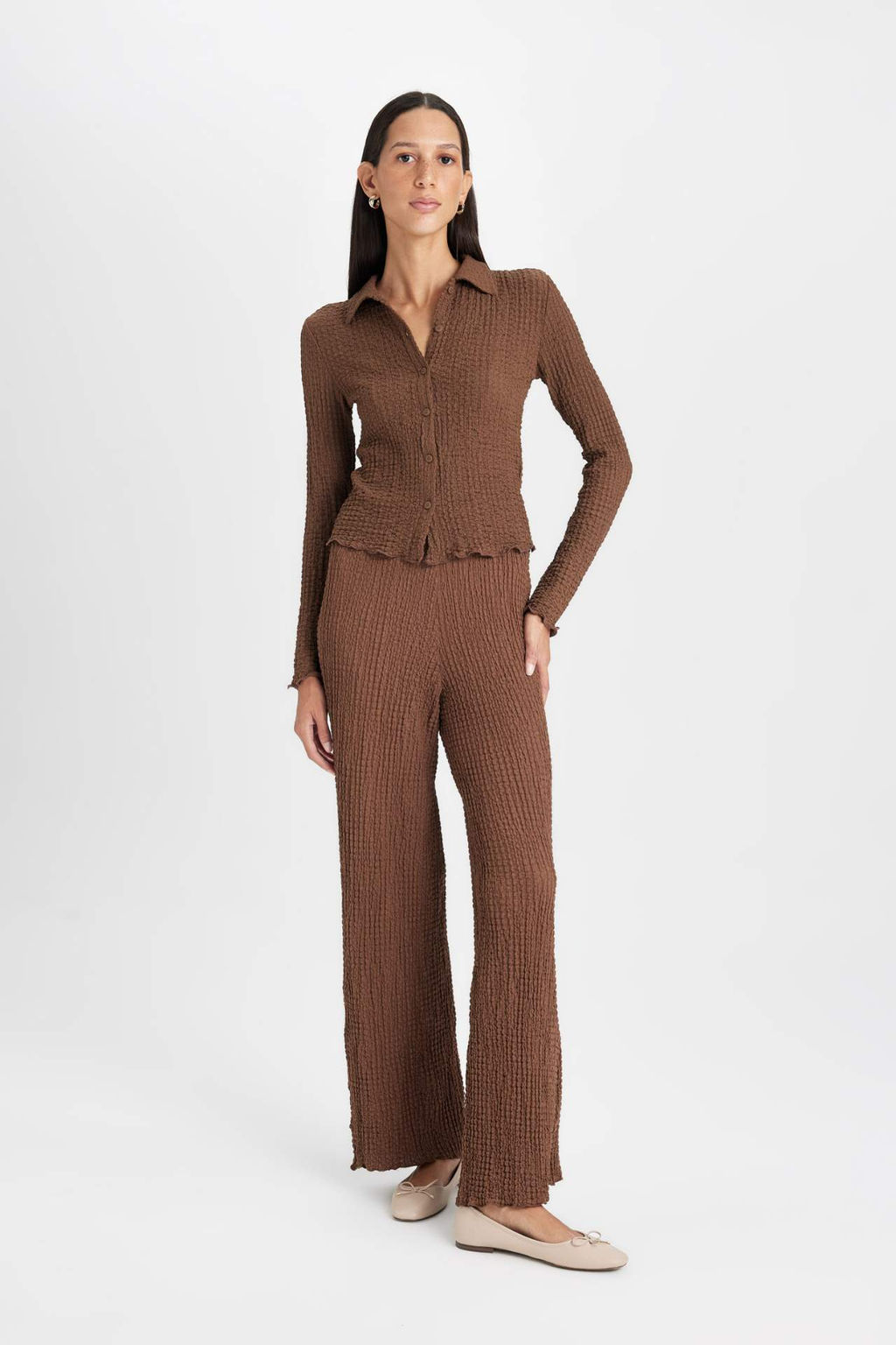 Regular Fit Beli Lastikli Basic Duz Burumcuk Pantolon - Defacto фото 2