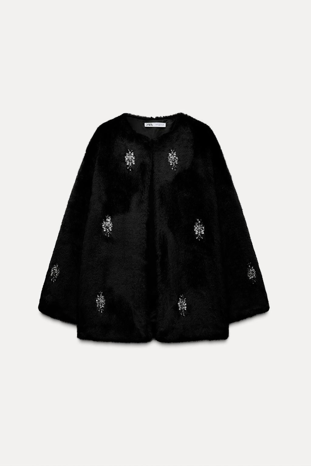 FAUX FUR COAT WITH JEWEL BEADING - Zara фото 6