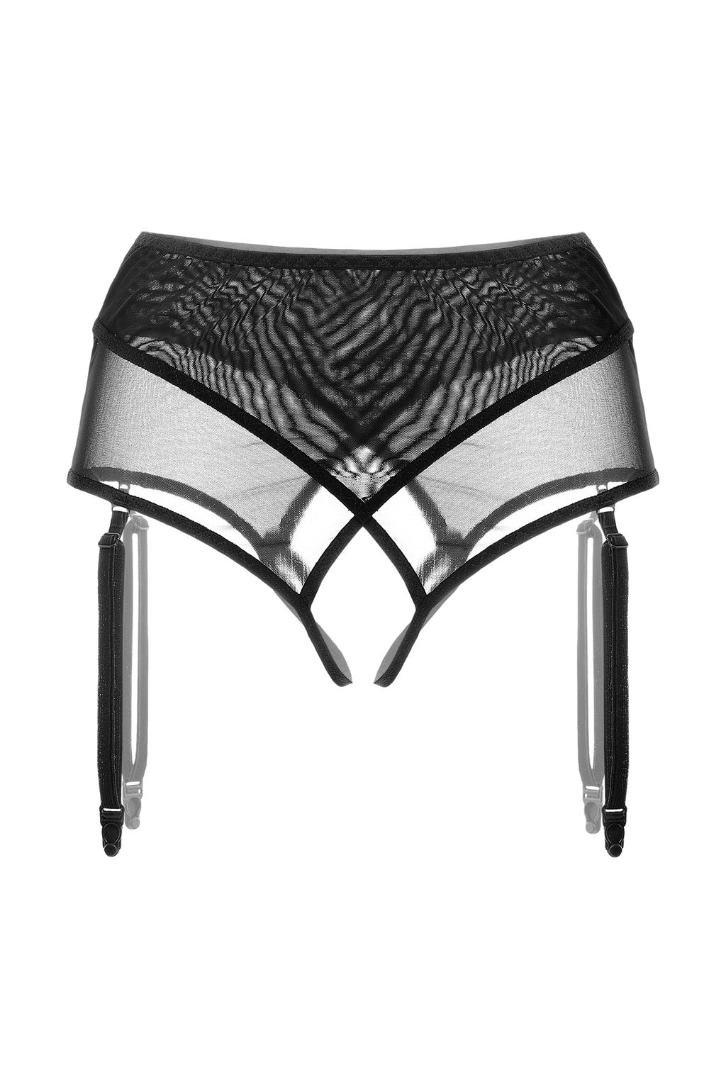 Эротические трусики-пояс для чулок Waname Pliability с высокой посадкой черные (42-44)