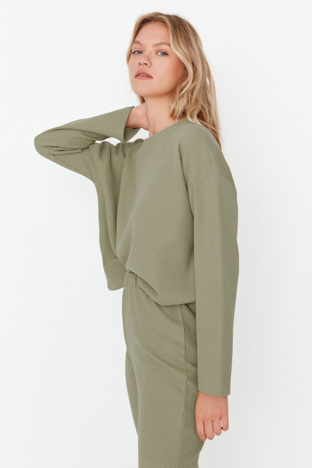 Trendyolmilla Lacivert Waffle Kumas Orme Pijama Tak?m? THMAW23PT00021  фото 21