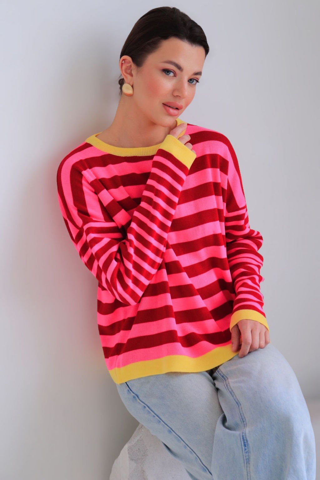 10081 Джемпер в полоску розовый - Martichelli фото 14