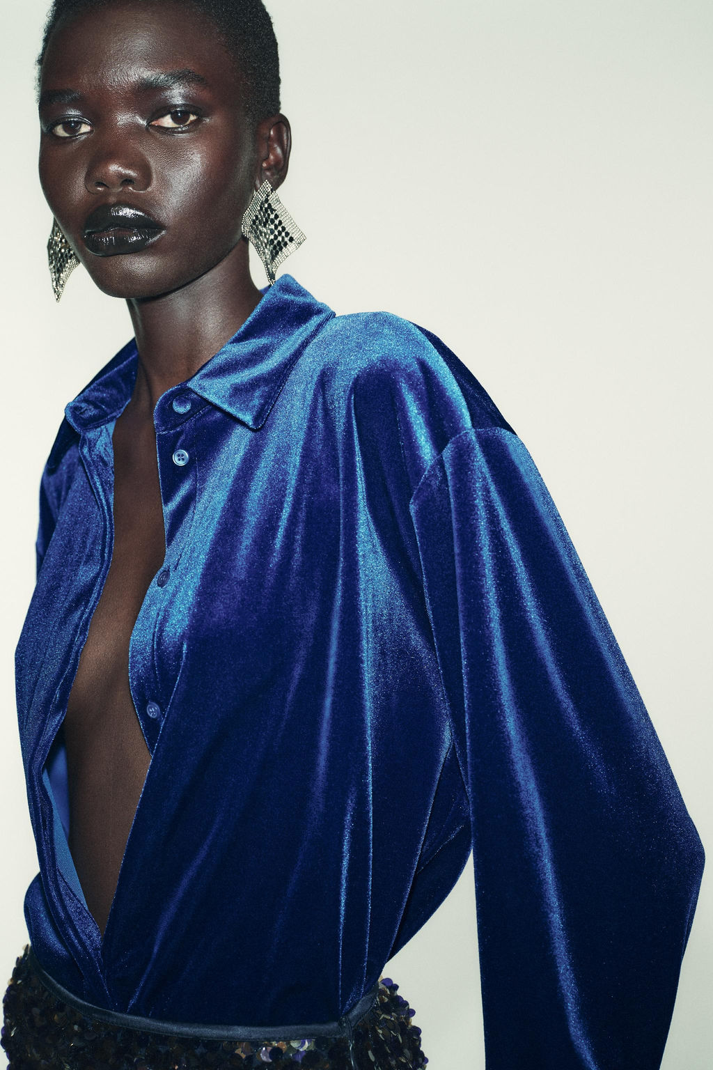 VELVET SHIRT WITH TIES - Zara фото 4