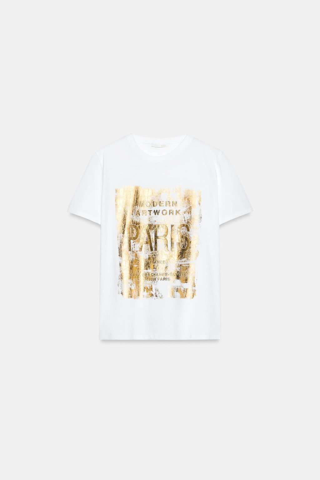 CAMISETA METALIZADA MANGA CORTA / Dorado