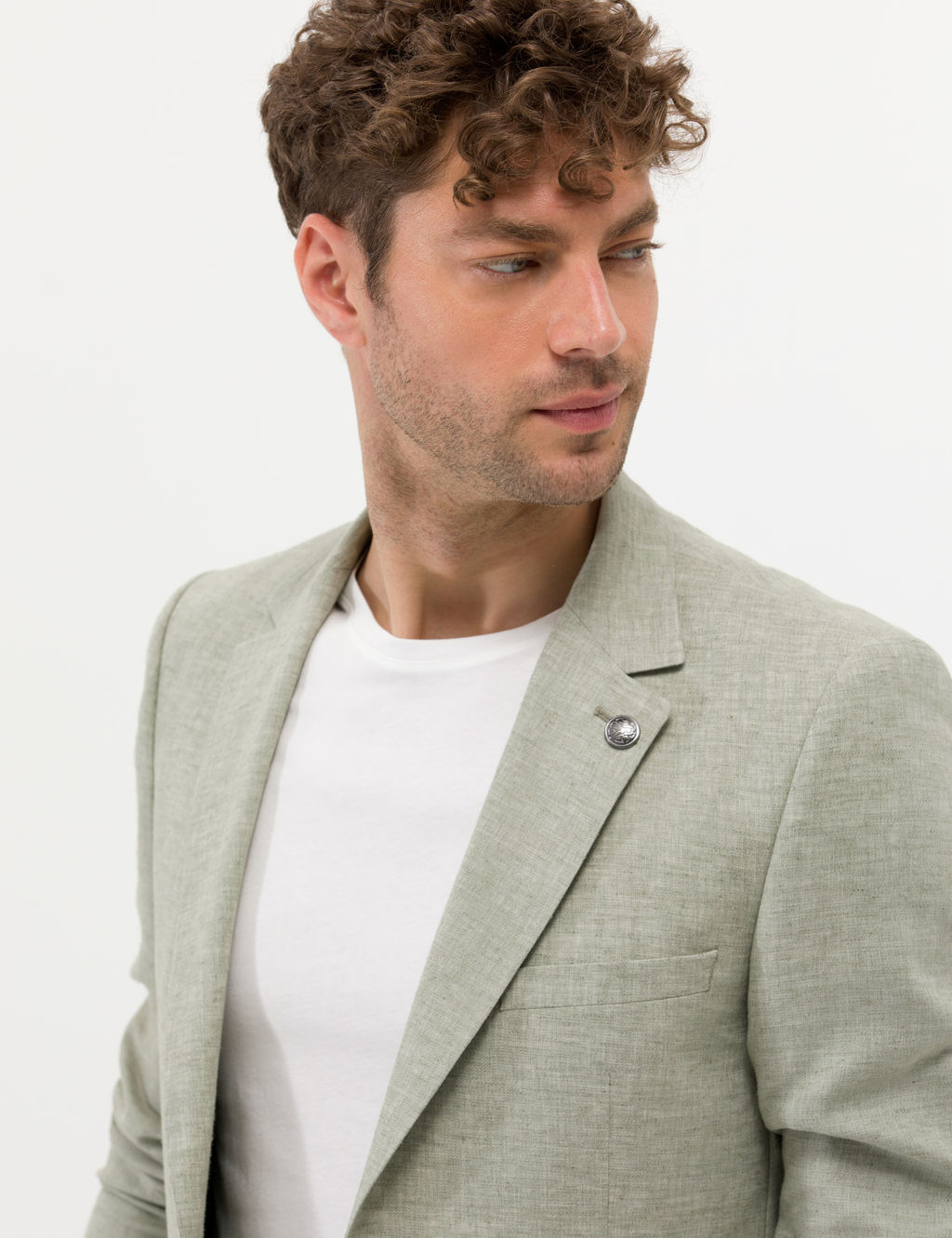 A__k Ye_il Ekstra Slim Fit Keten Kar___ml_ Blazer Ceket