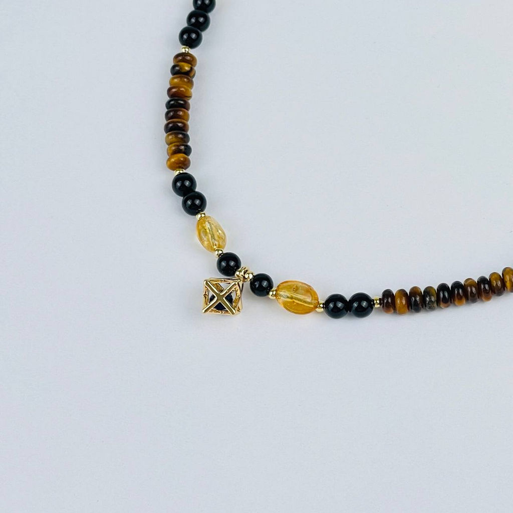 Держатель для телефона из Тигрового глаза, Агата и Цитрина - Радуга самоцветов фото 2