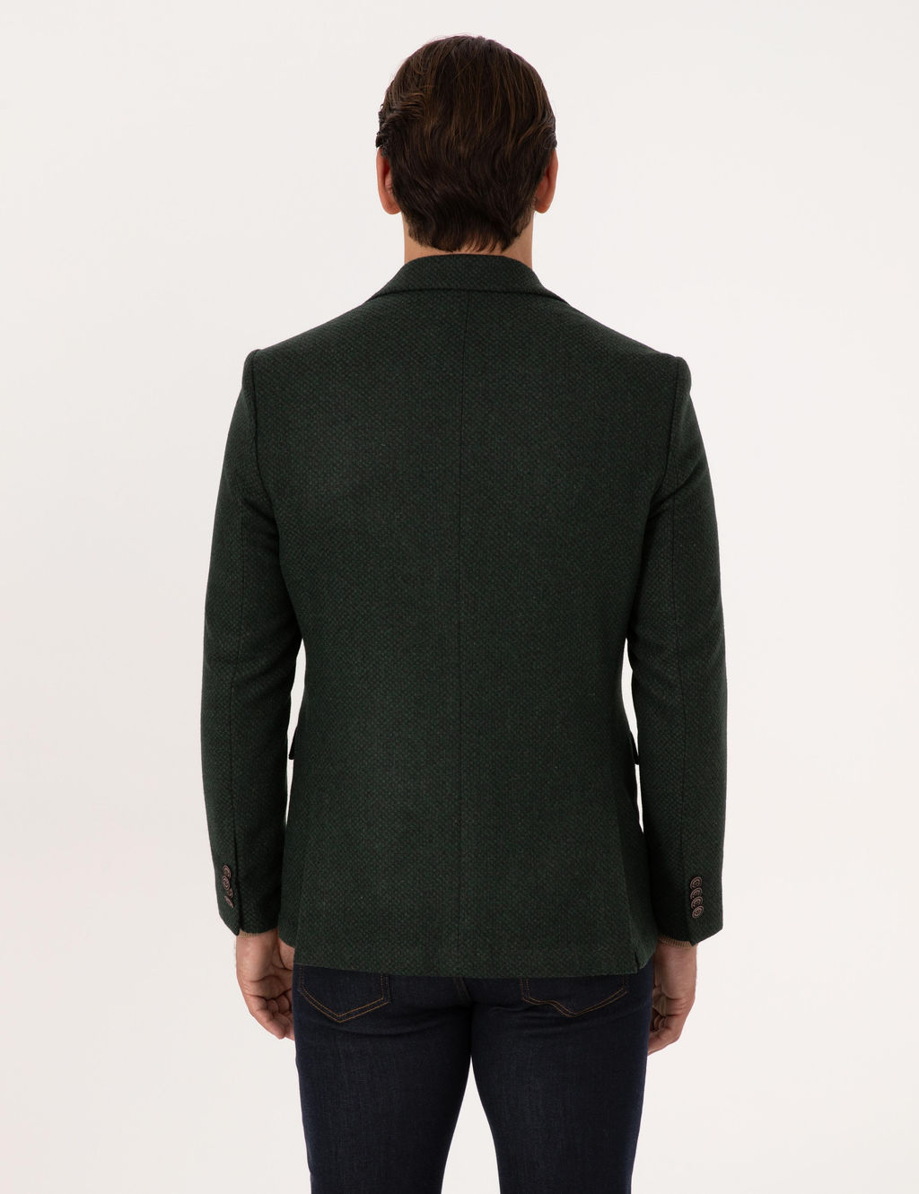 Haki Slim Fit Y_n Kar___ml_ Mikro Desenli Ceket - Cacharel фото 5