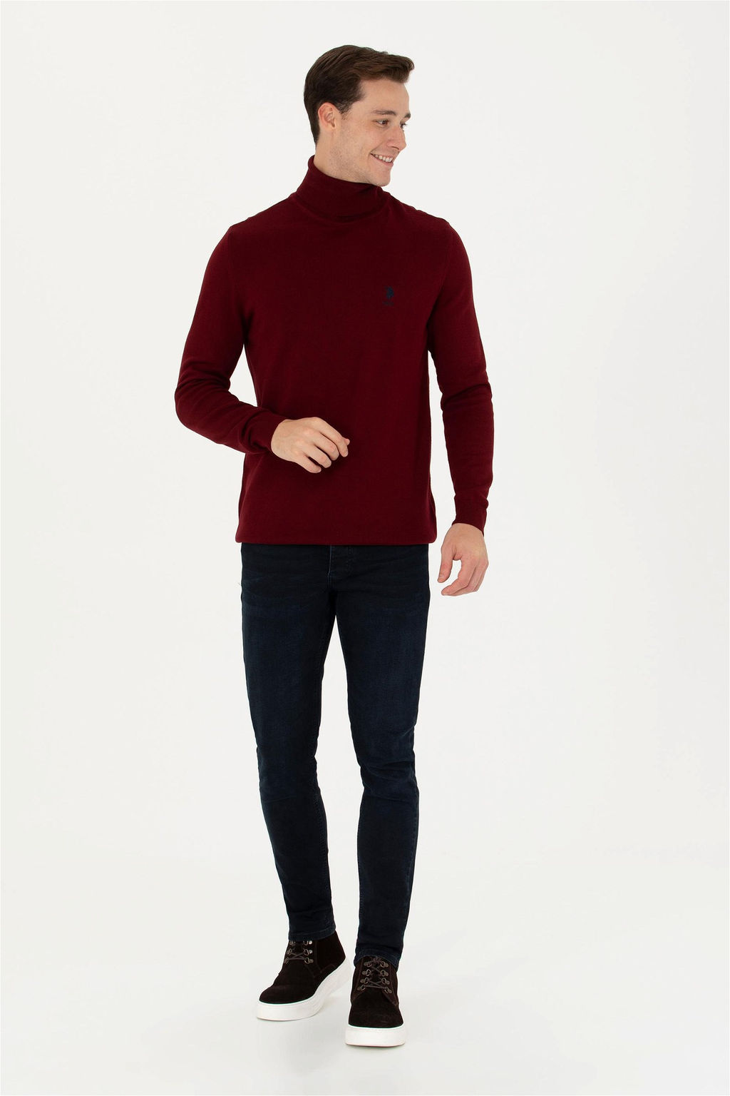 U. S. Polo Assn Мужской бордово-красный базовый свитер - U.s. polo assn фото 11