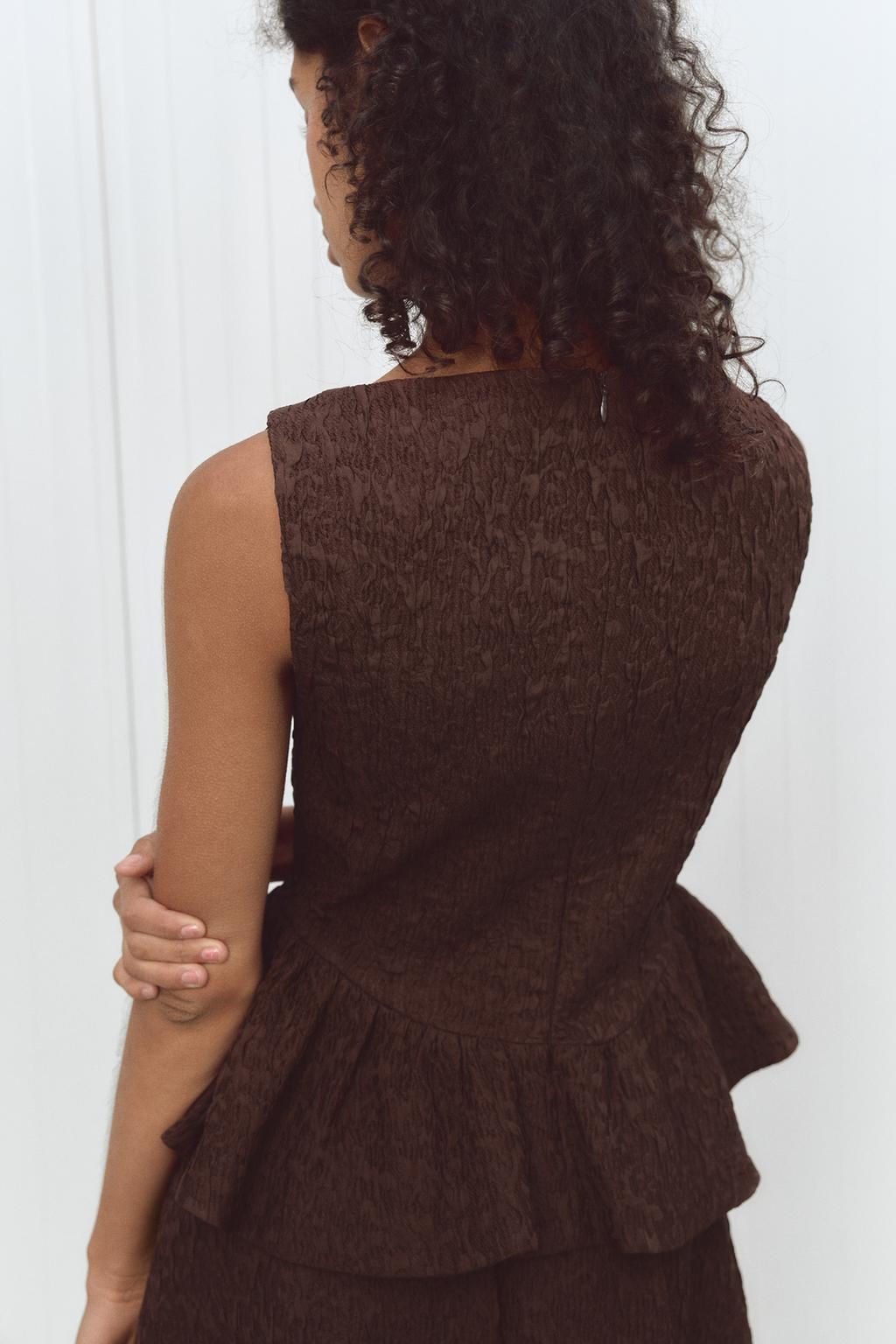 FRILLED JACQUARD TOP - Zara фото 4