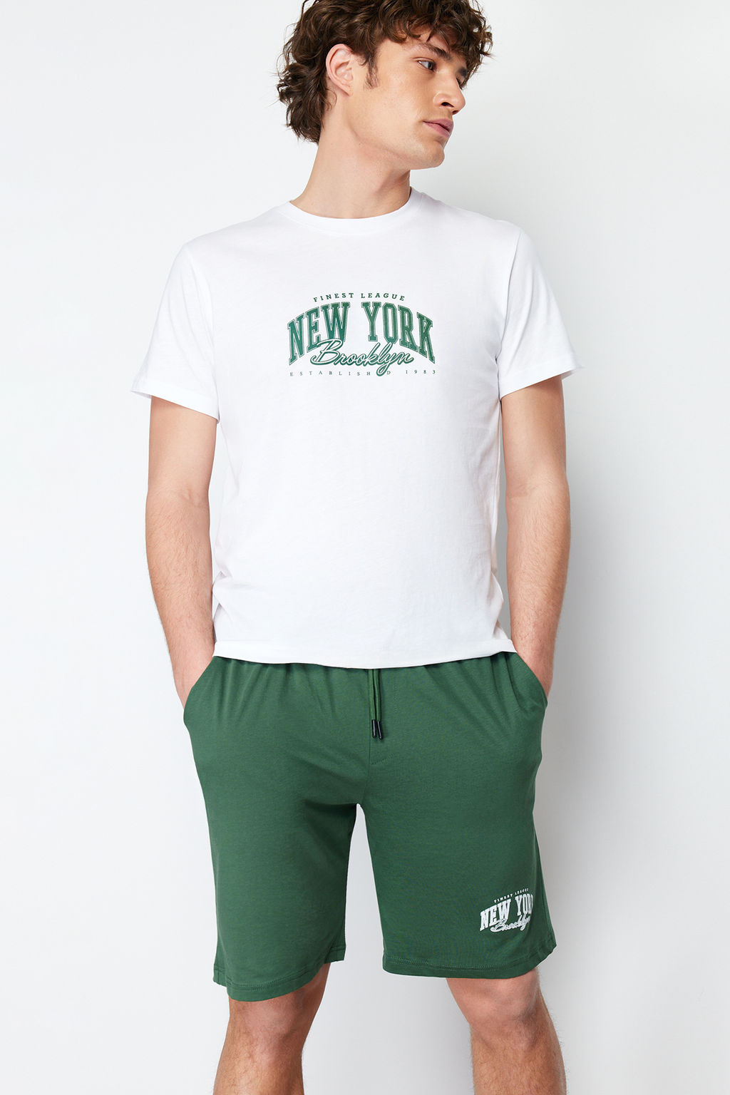 TRENDYOL MAN Lacivert Bask?l? Regular Fit Orme Sortlu Pijama Tak?m? TMNSS24PT00012 - Trendyolmilla фото 11