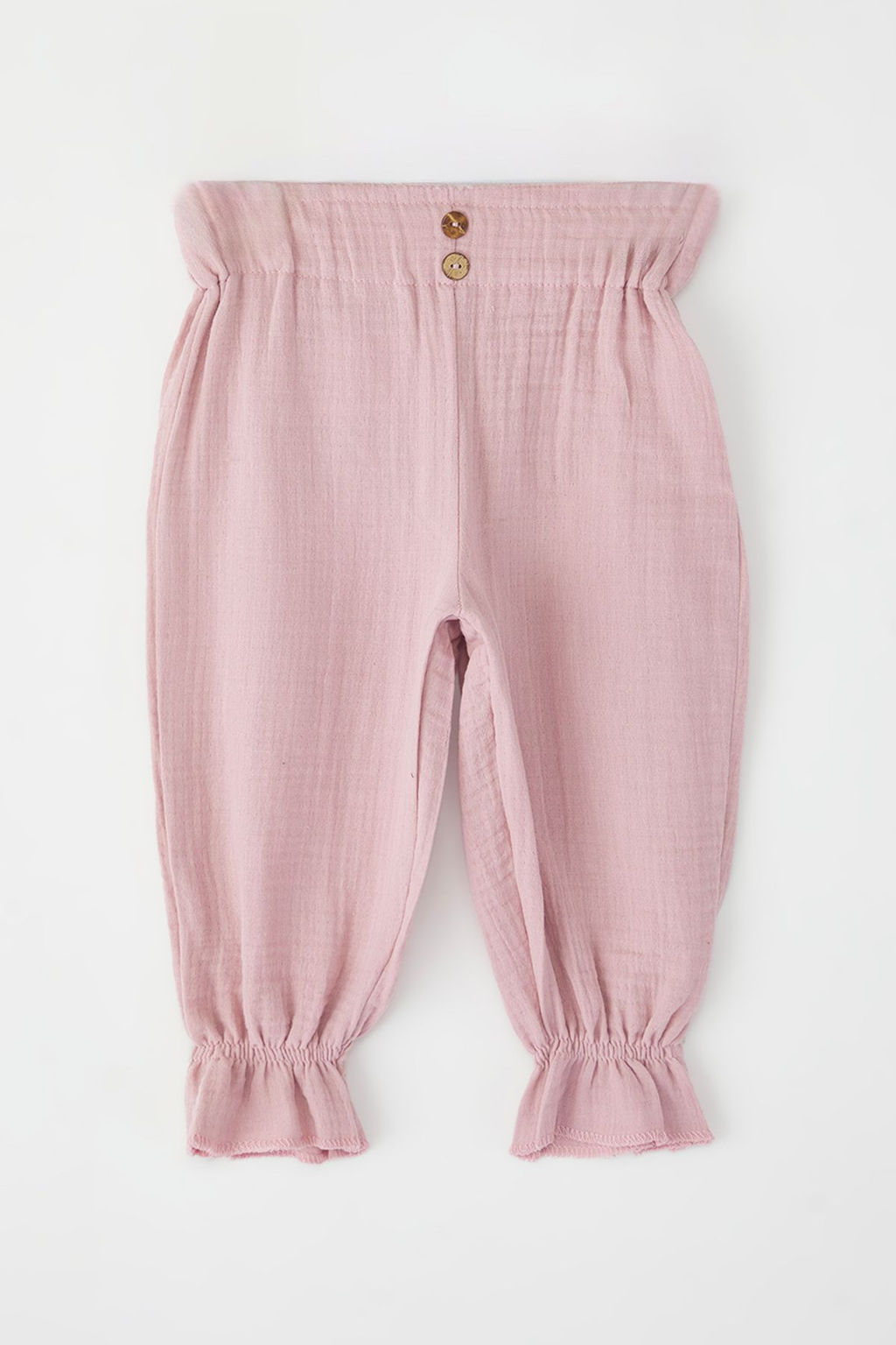 Pembe K?z Bebek %100 Pamuk Basic Lastikli Muslin Dokuma Pantolon TKDSS25PL00013