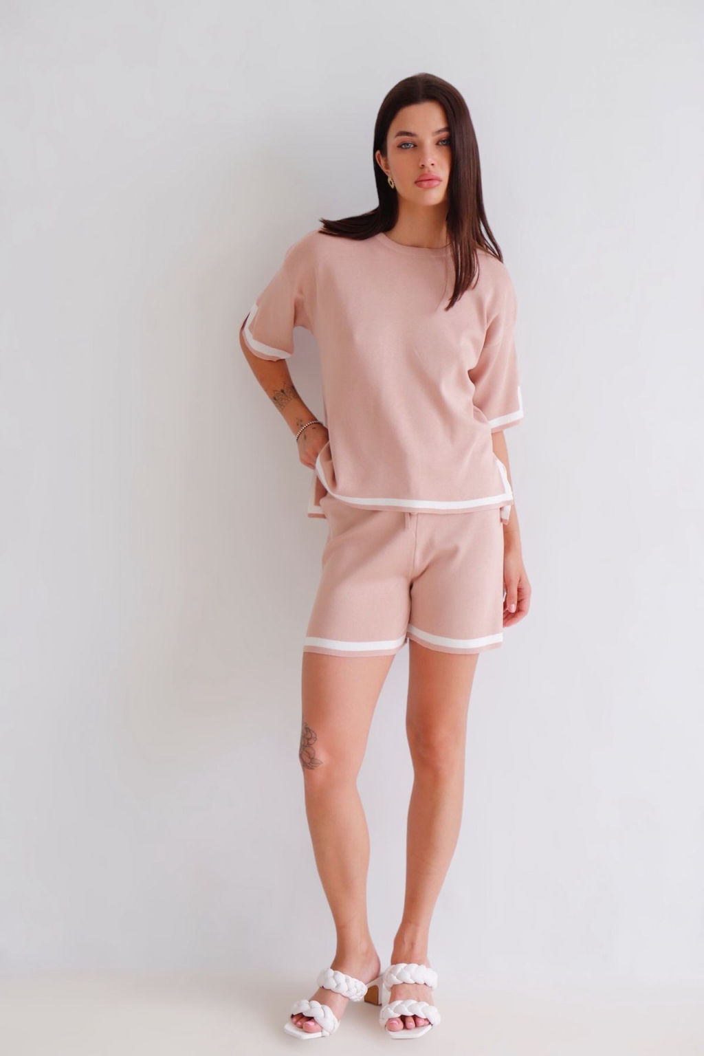 13110 Костюм летний бежевый с контрастной отделкой - Martichelli фото 10