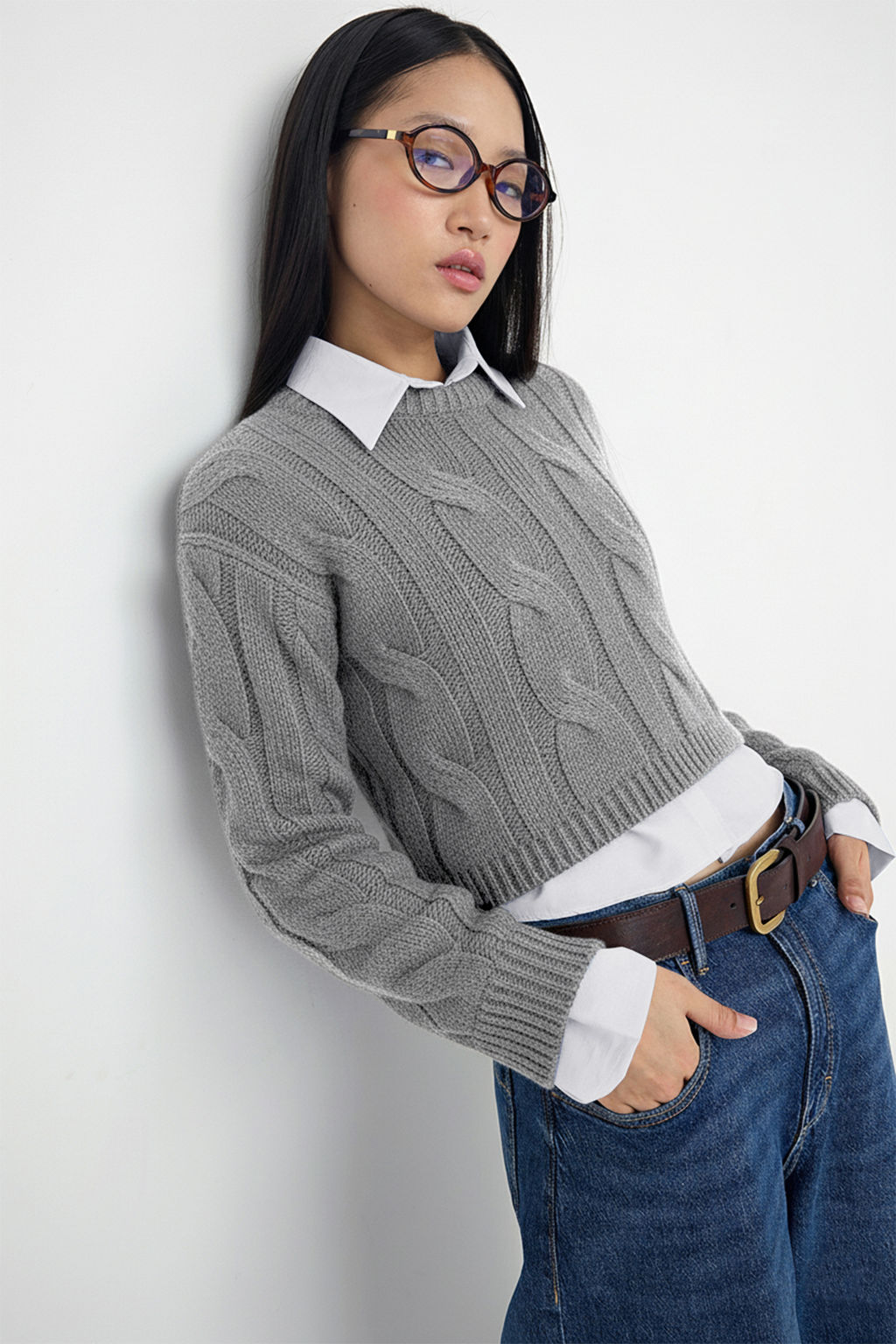 Teen Lacivert Kombine Crop Triko Kazak TWOAW26KZ00047 - Trendyolmilla фото 20