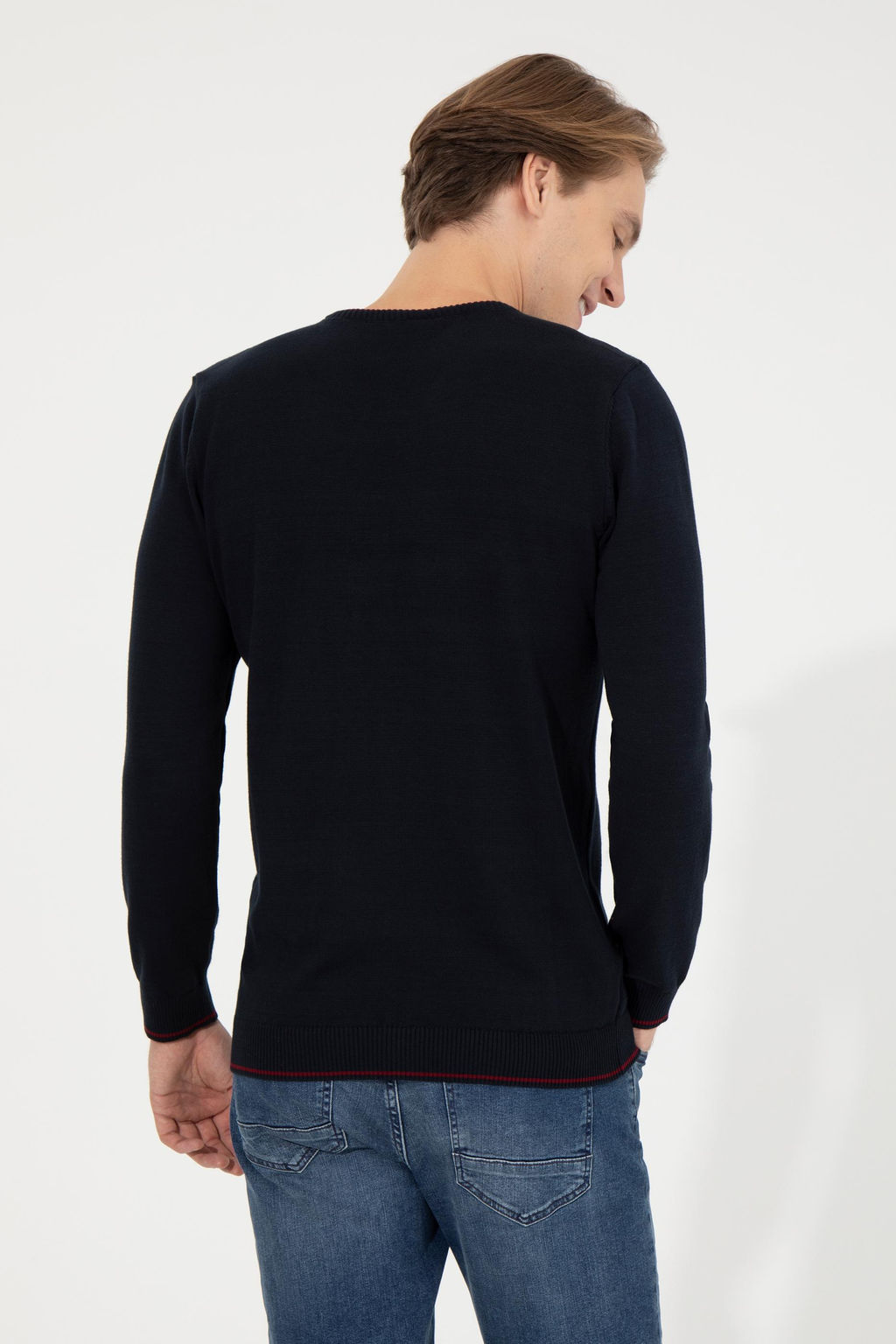U. S. Polo Assn Мужской темно-синий трикотажный свитер с круглым вырезом - U.s. polo assn фото 17
