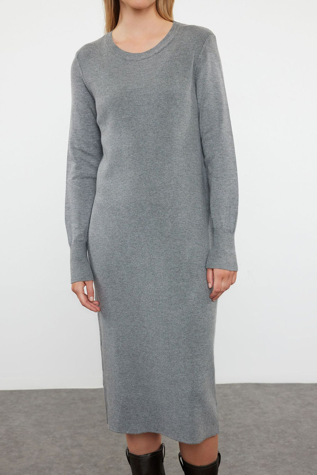 Antrasit Maxi Triko Premium Iplik/Ozel Iplik Elbise TWOAW24EL00100