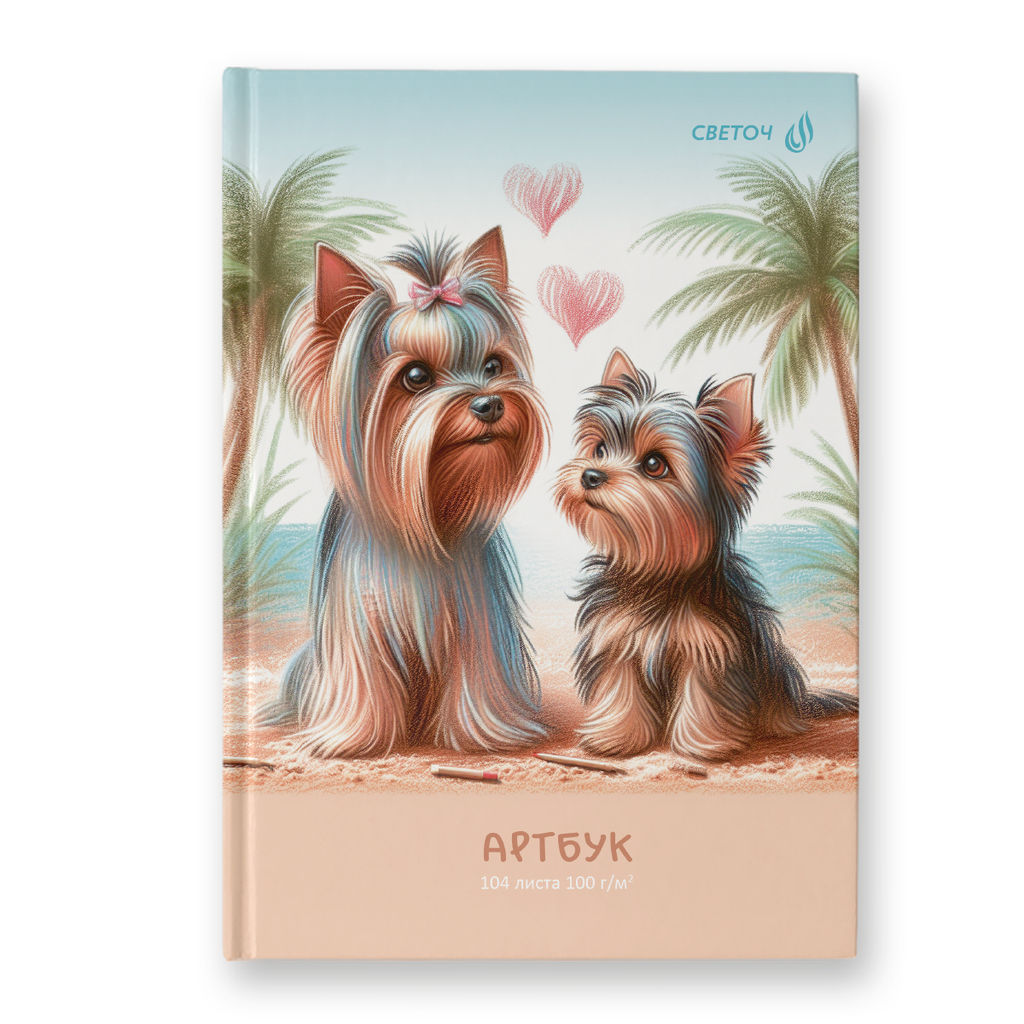Светоч А237 Артбук (Скетчбук), матовая ламинация, блок белый, 7Бц, A5 100 г/м2 сшивка 104 л. 4 шт. Любовь и лапки 01640