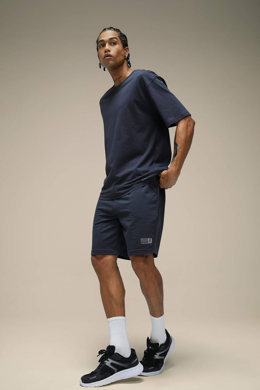 DeFactoFit Slim Fit Dar Kesim Cepli Bask?l? Sporcu Sort  фото 4
