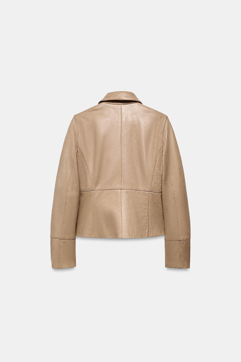 BLAZER ENTALLADA PIEL 100% / Piedra - Zara фото 6