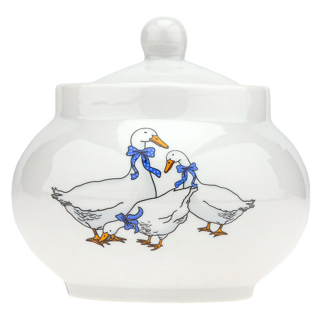 Сахарница фарфоровая Гуси новые 500мл, д12см, h9см, форма Рубин (Россия) - Домашняя Мода фото 2