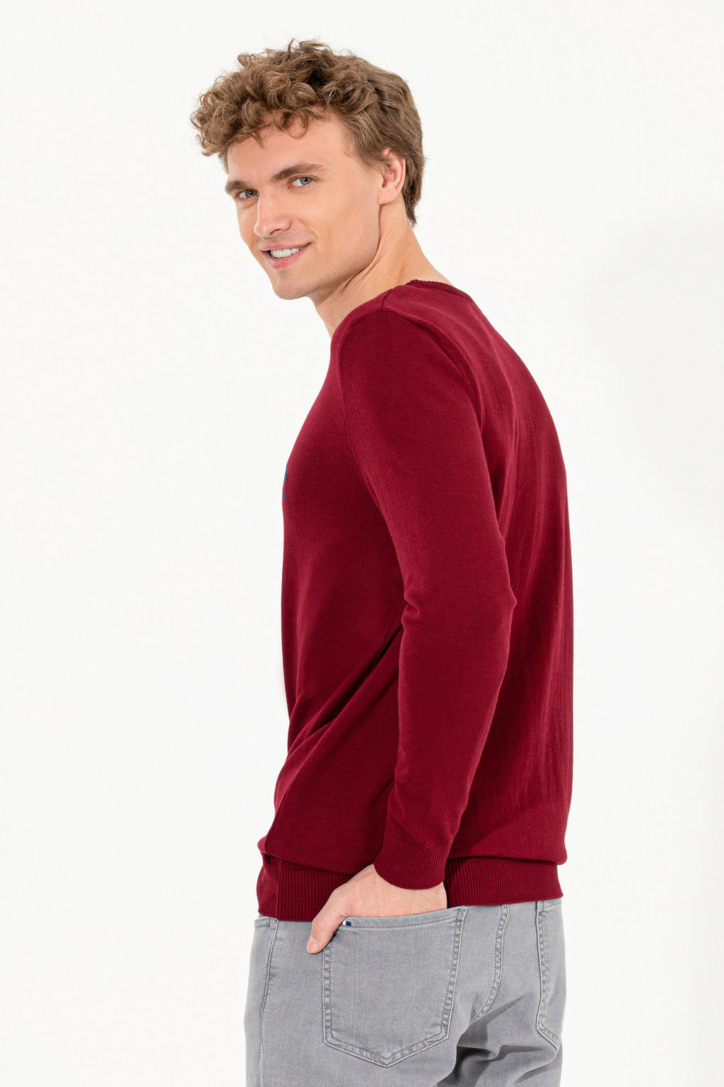 Erkek Bordo Basic Kazak
