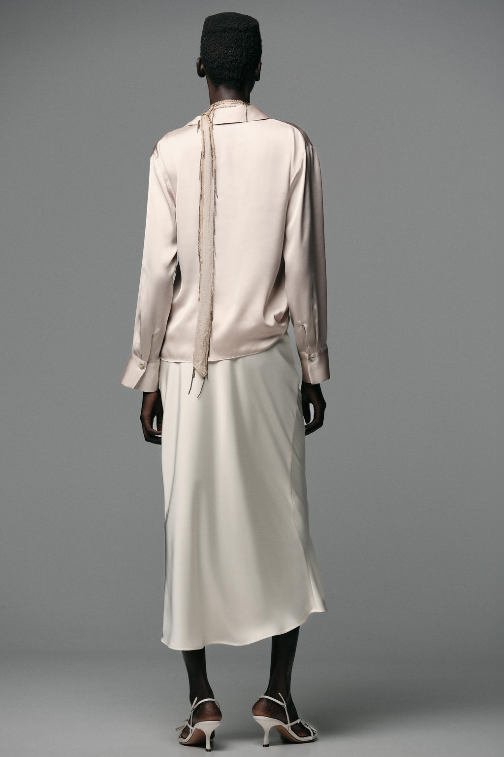 SATIN SHIRT WITH KNOT - Zara фото 5