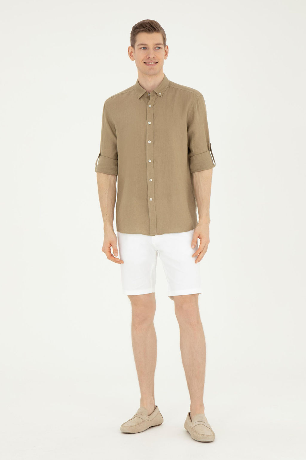 Мужская рубашка цвета хаки с длинным рукавом - U.s. polo assn фото 18