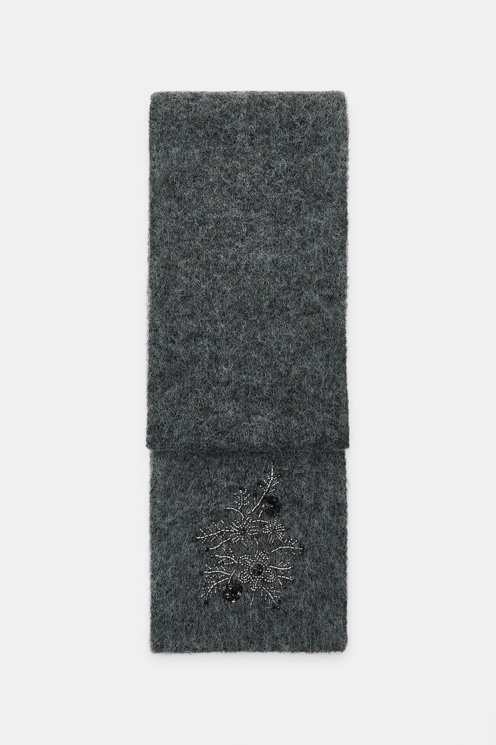 KNITTED SCARF WITH FLORAL EMBROIDERY AND BEADS - Zara фото 2