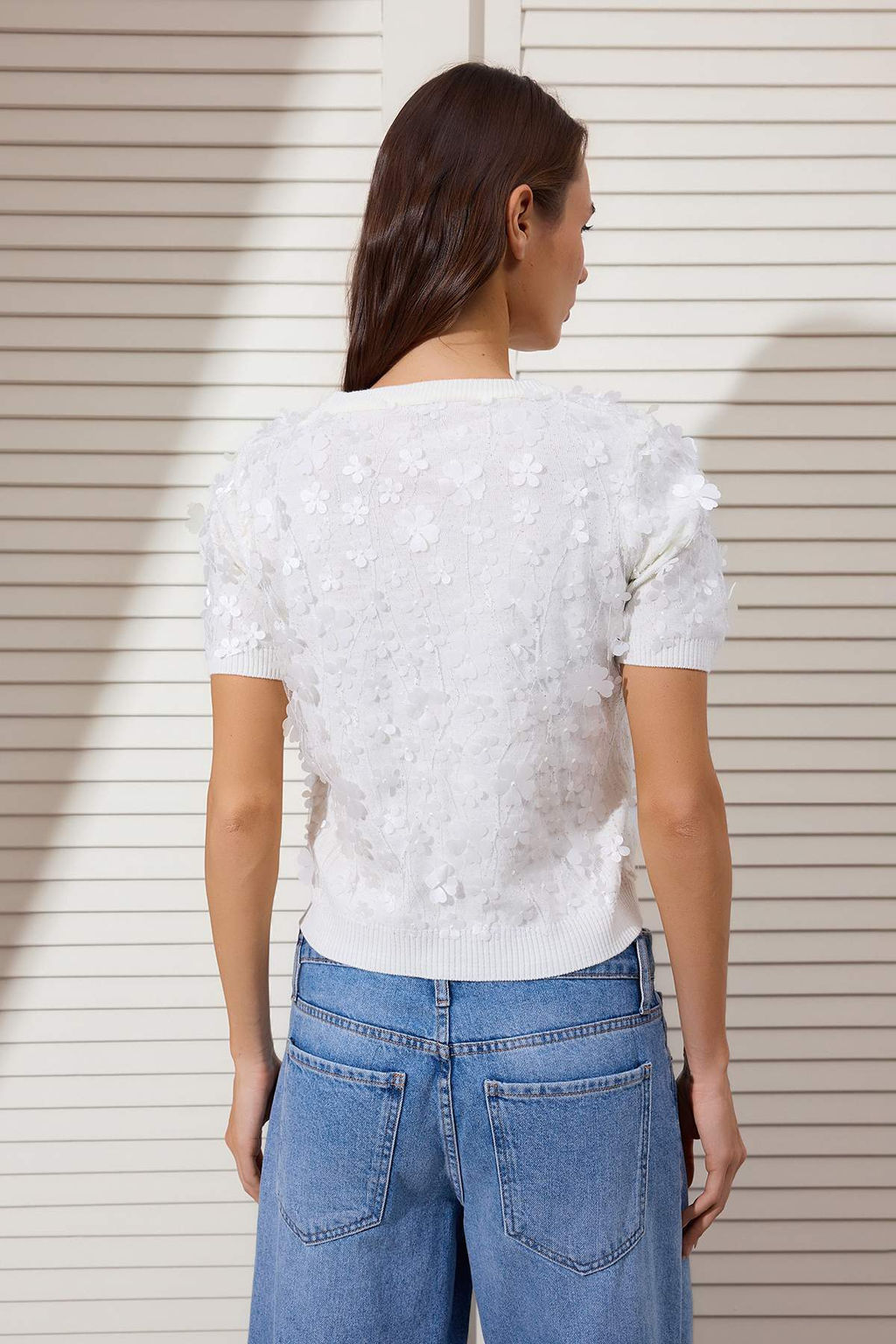 Pembe Uc Boyutlu Cicek Detayl? ve Tullu Triko Bluz TWOSS26BZ00128 - Trendyolmilla фото 10