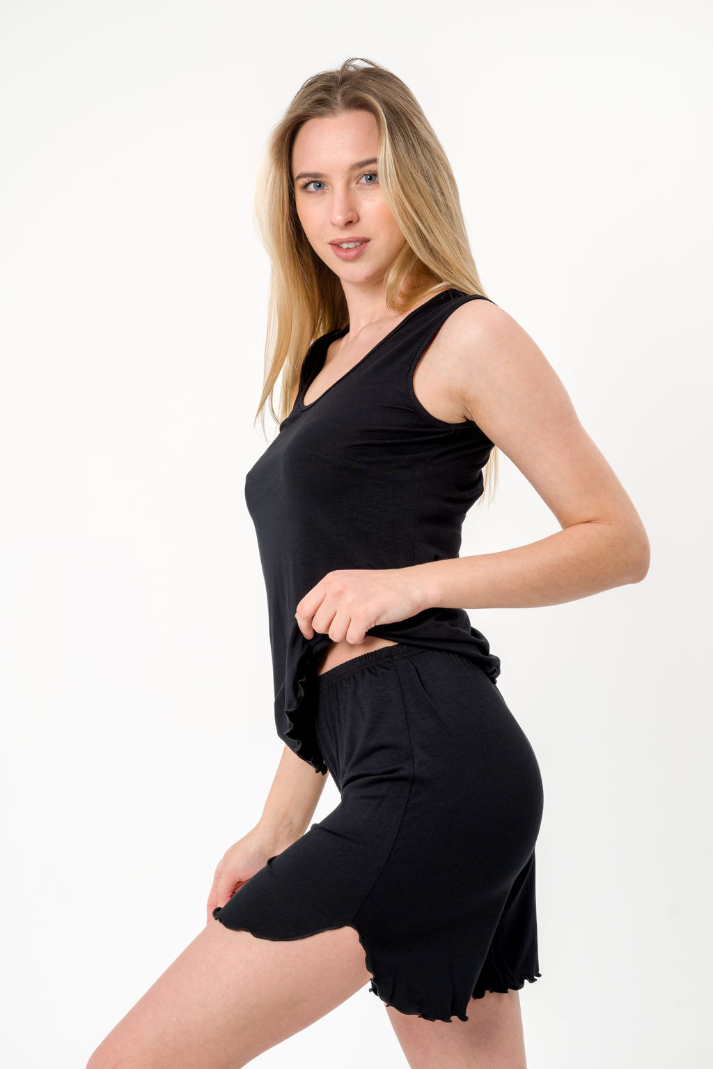 Пижама женская Сима из майки и шорт из вискозы коллекция Лотос,черный - Амадэль фото 8