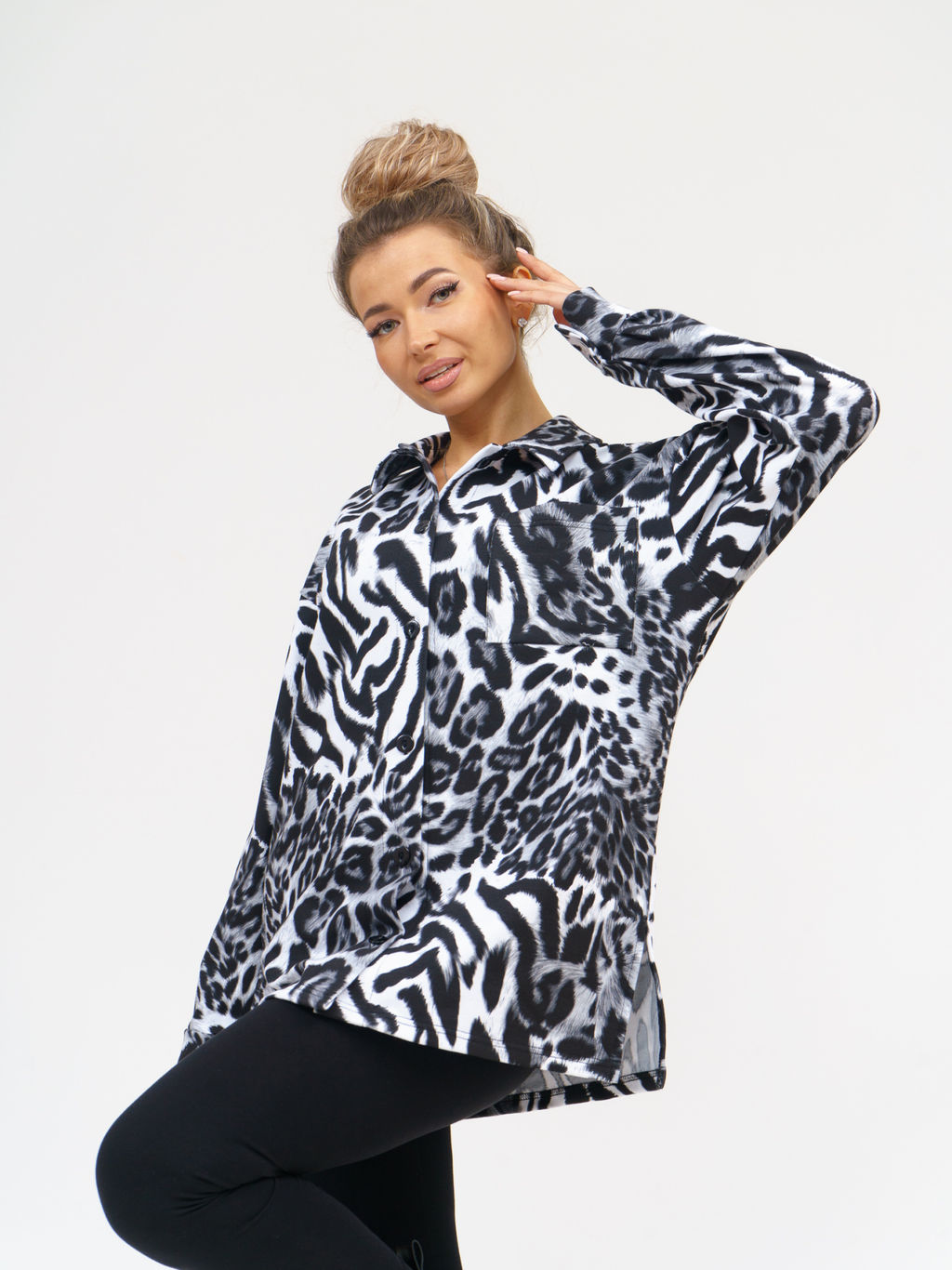 942 Туника-Рубашка "Лео/серый"