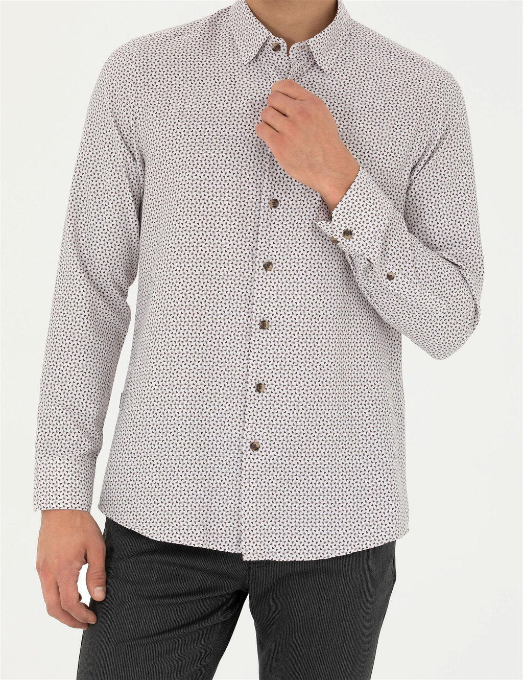 Kahverengi Slim Fit Uzun Kollu G_mlek - Pierre cardin фото 6