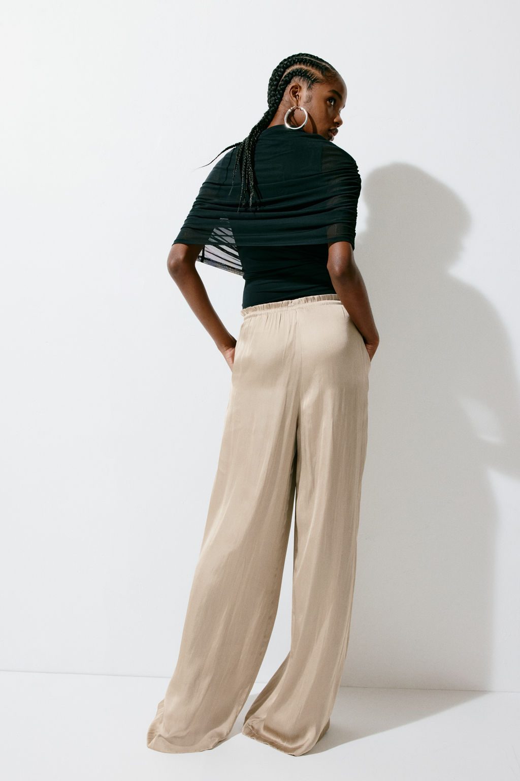 Pantal?n de sat?n con cord?n de ajuste - H&m фото 7