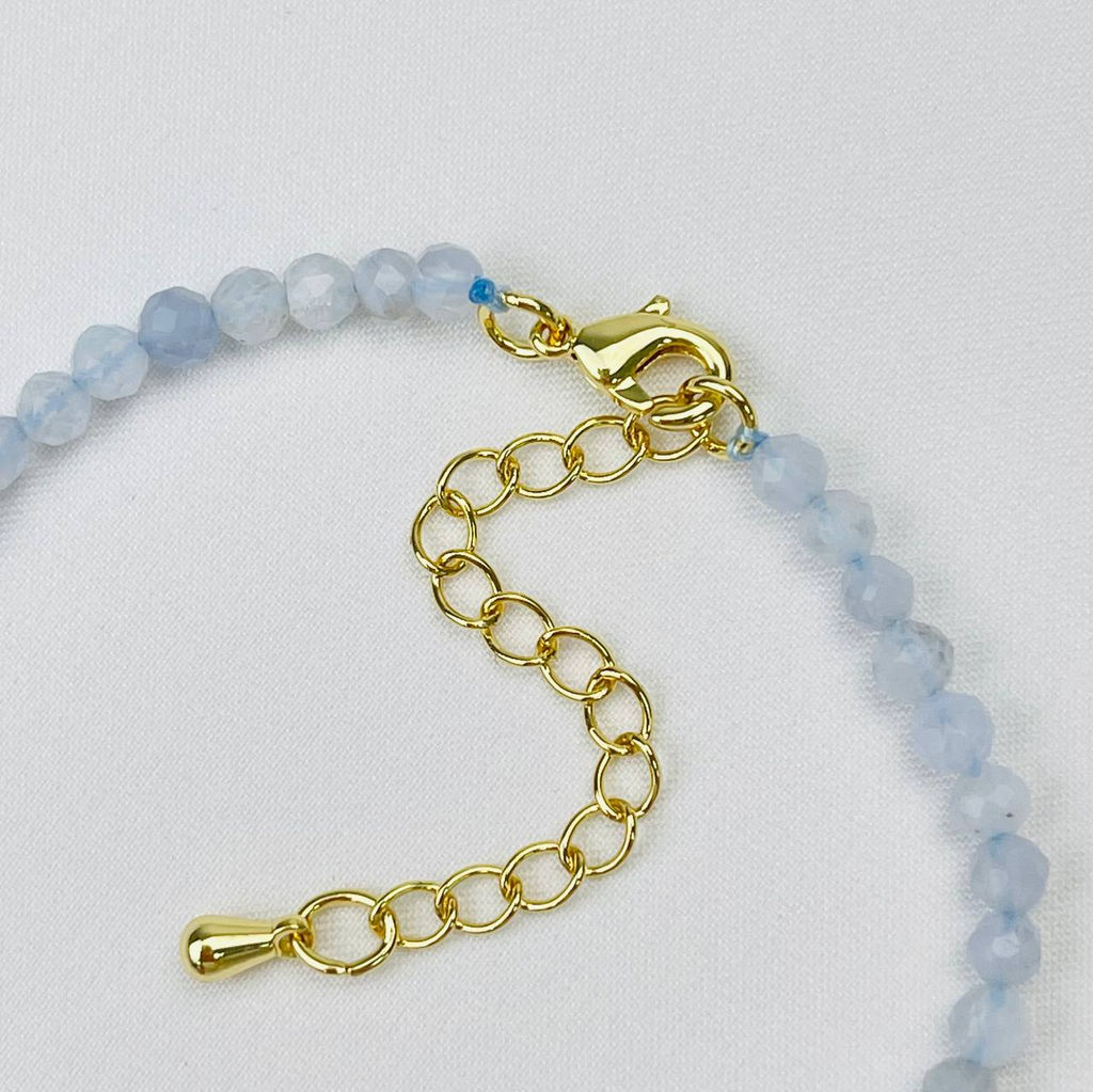 Браслет из Голубого агата и Розового кварца - Радуга самоцветов фото 4