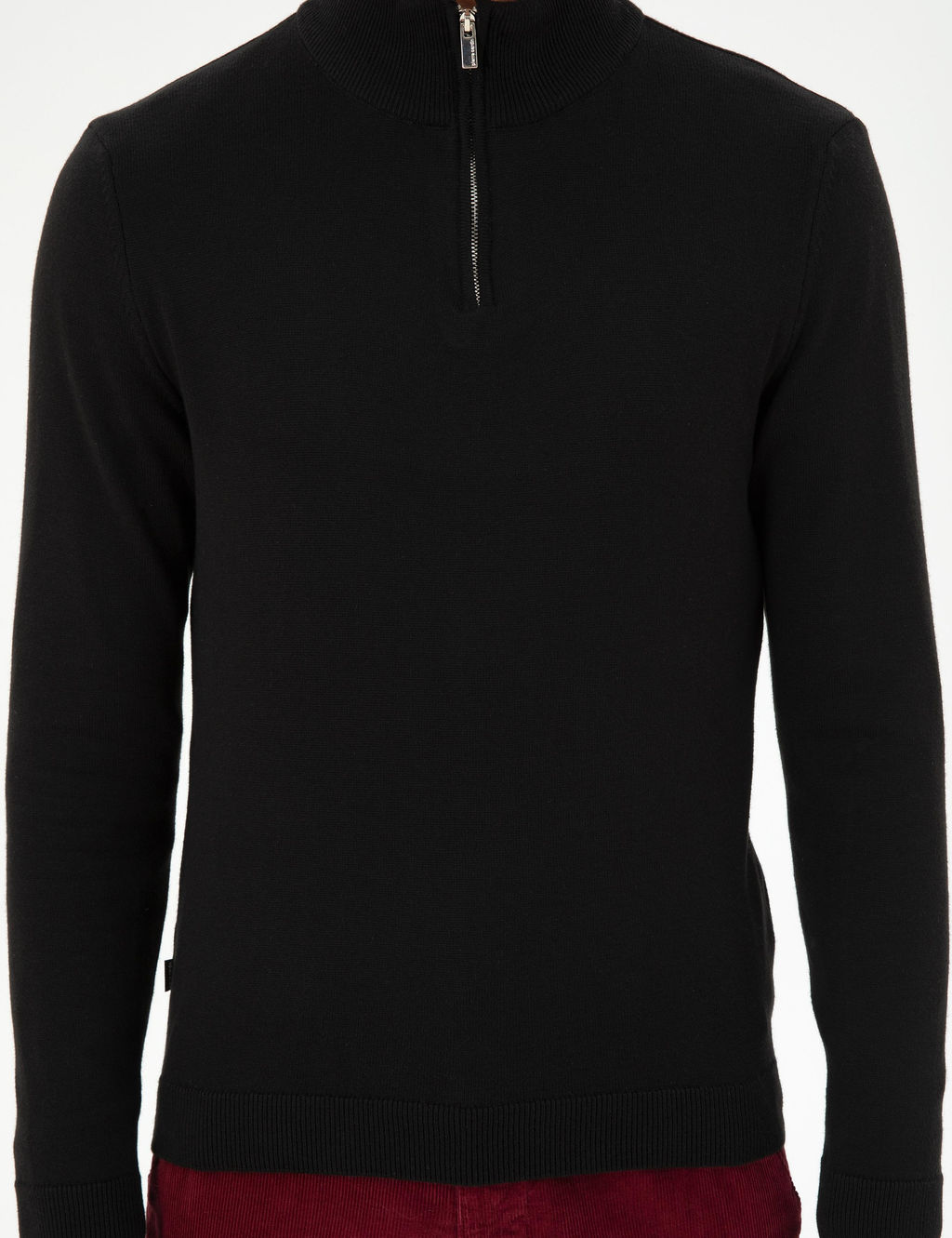 Siyah Slim Fit Fermuarl_ Dik Yaka Triko Kazak - Pierre cardin фото 6