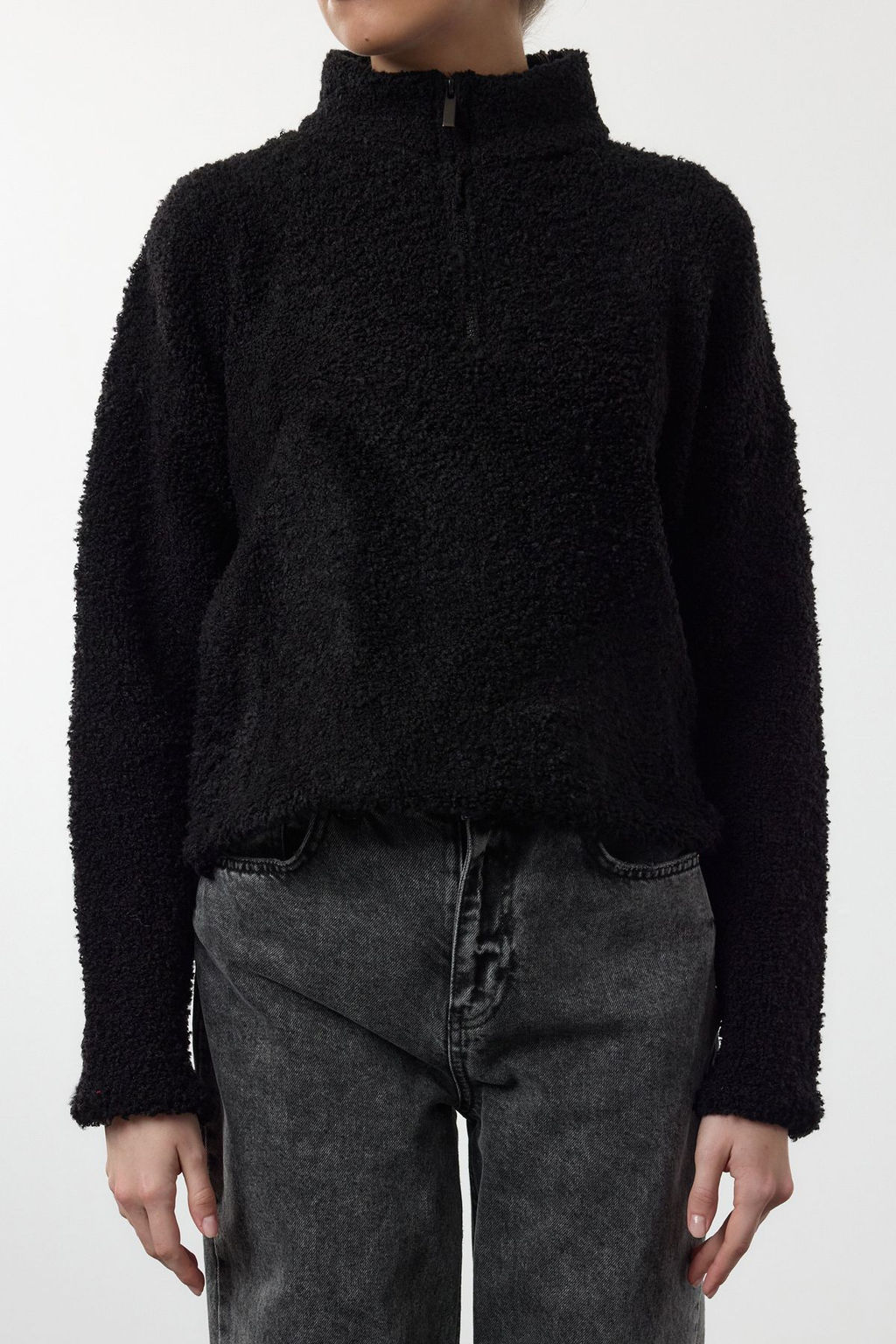 Mavi Yumusak Dokulu Iplik Fermuarl? Dik Yaka Triko Kazak TWOAW25KZ00068 - Trendyolmilla фото 9