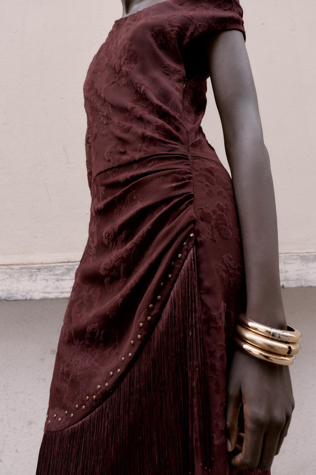 ASYMMETRIC DEVOURED FRINGE MIDI DRESS - Zara фото 6