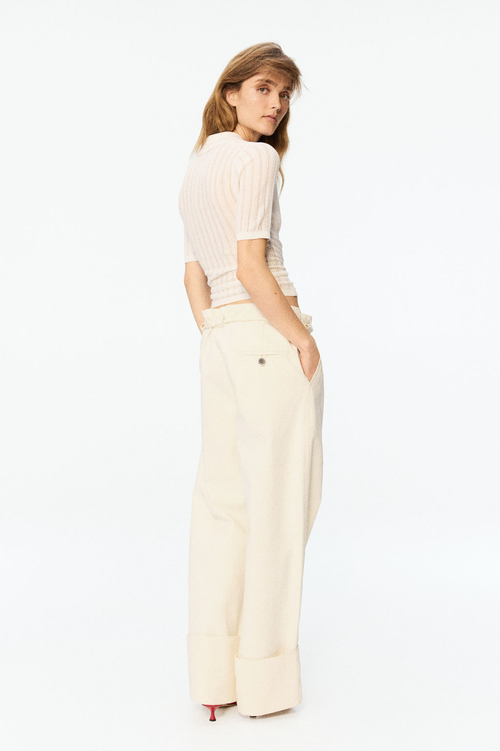 Pantal?n paper bag con cintur?n de cord?n - H&m фото 3