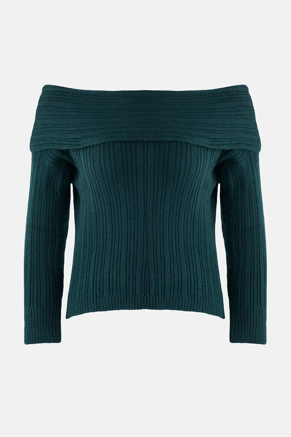 Zumrut Yesili Yumusak Dokulu Carmen Yaka Triko Kazak TWOAW25KZ00076