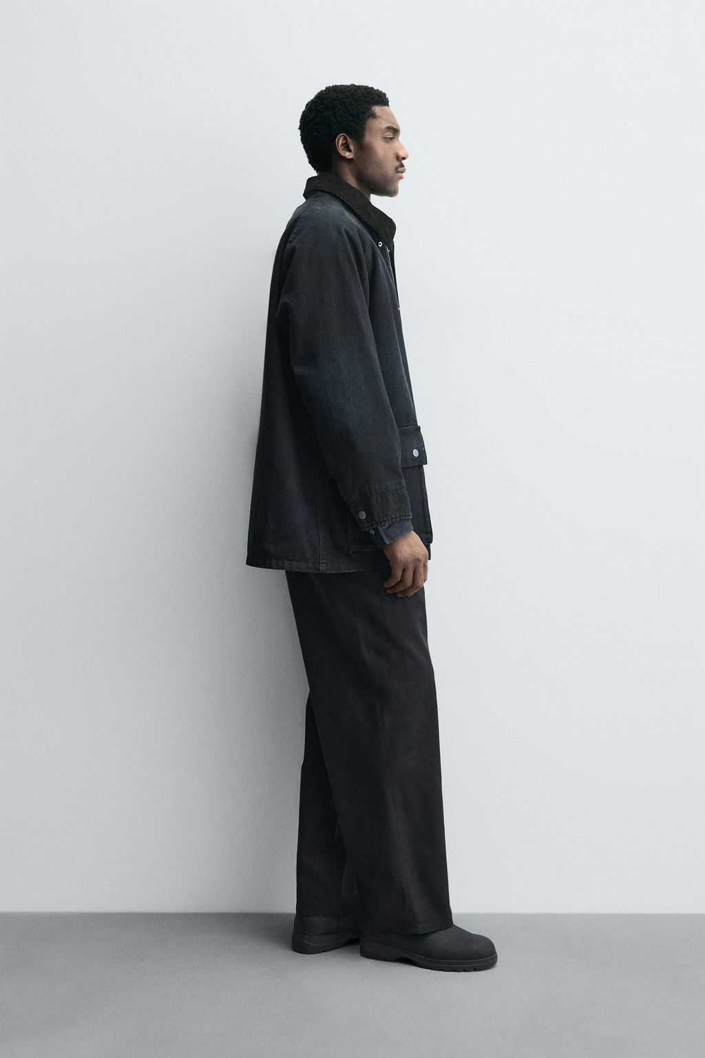 DENIM JACKET WITH COMBINED COLLAR - Zara фото 4