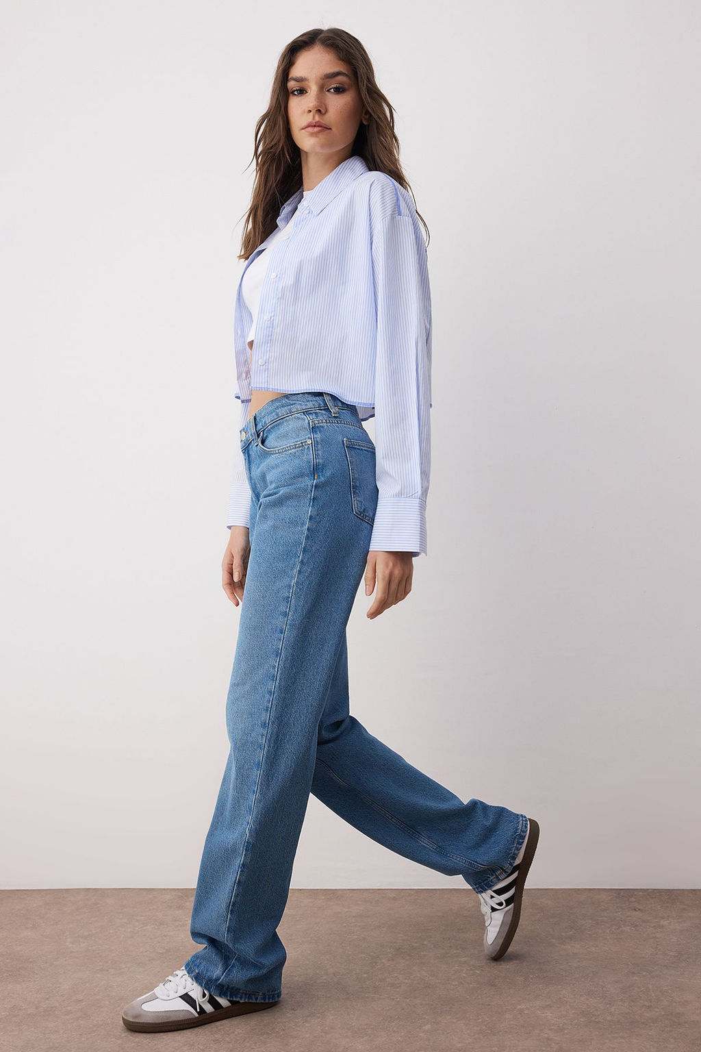 TRENDYOLMILLA Mavi Dusuk Bel Wide Leg Jeans TWOAW23JE00566  фото 3