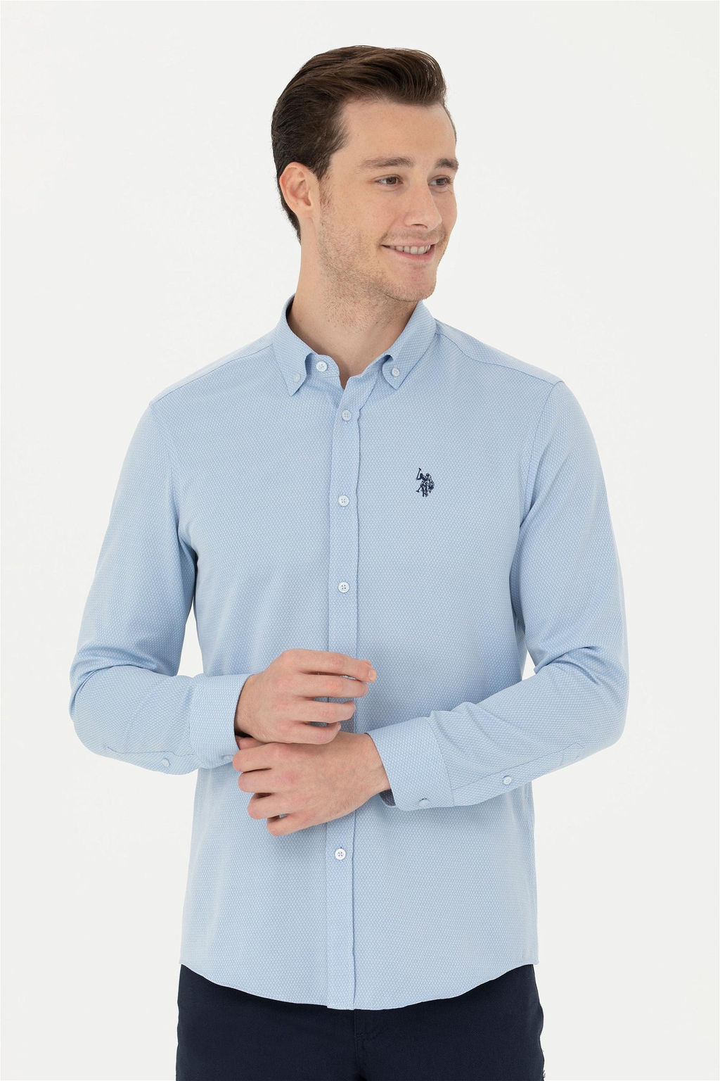 Мужская синяя рубашка с длинным рукавом - U.s. polo assn фото 10