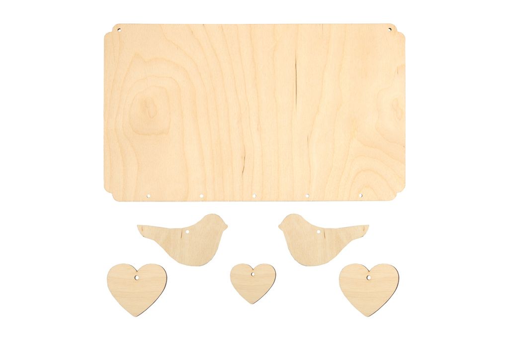 Заготовка для декорирования Mr. Carving ВД-1065 Панно с подвесками фанера 18 х 30 х 0.3 см Сердечки и птички