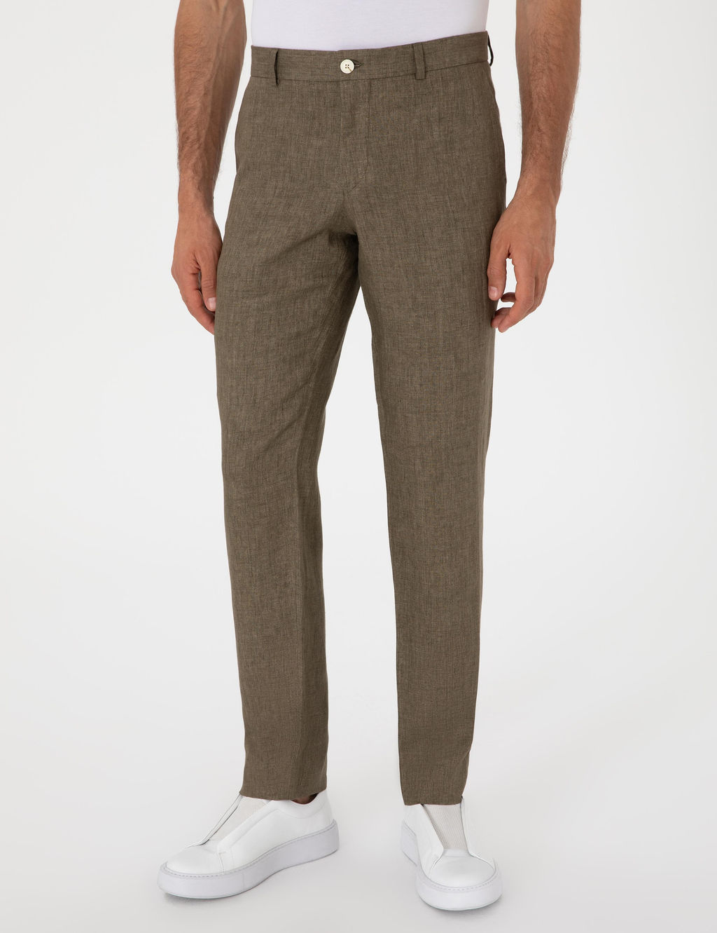 Haki Slim Fit %100 Keten Klasik Pantolon
