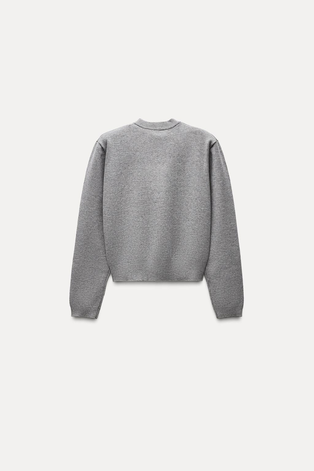 PLAIN KNIT BOMBER JACKET WITH SHOULDER PADS - Zara фото 4