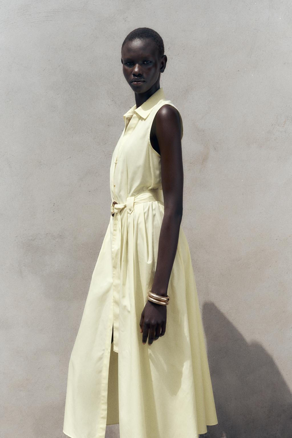 POPLIN MIDI DRESS WITH BELT - Zara фото 5