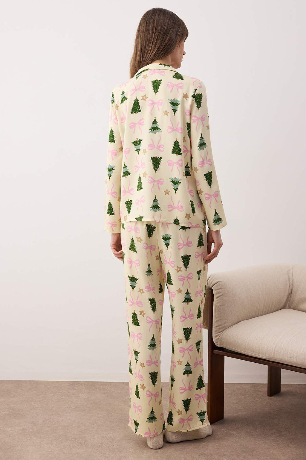 Ekru Y?lbas? Belmando Dokuma Pijama Tak?m? THMAW26PT00060 - Trendyolmilla фото 4