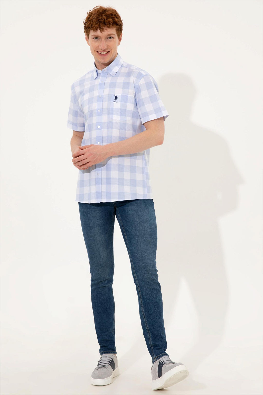 U. S. Polo Assn Мужская синяя рубашка с коротким рукавом - U.s. polo assn фото 10