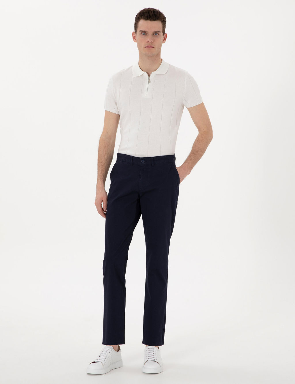 Lacivert Regular Fit Basic Kanvas Pantolon