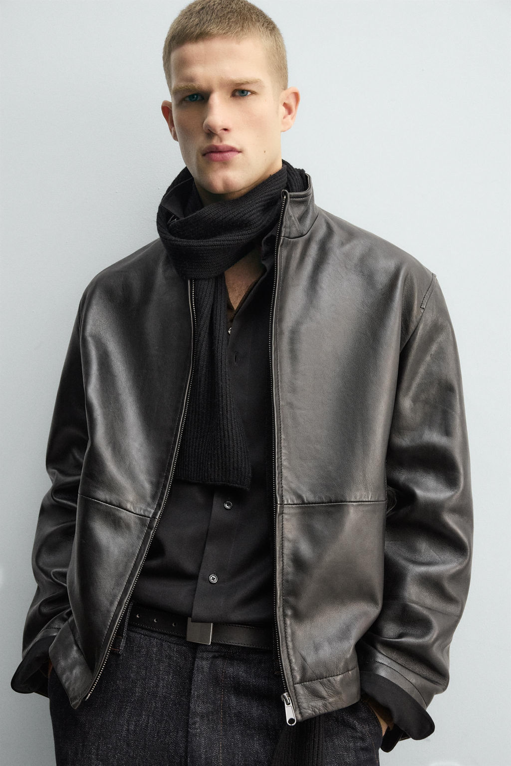 RELAXED FIT LEATHER JACKET - Zara фото 5