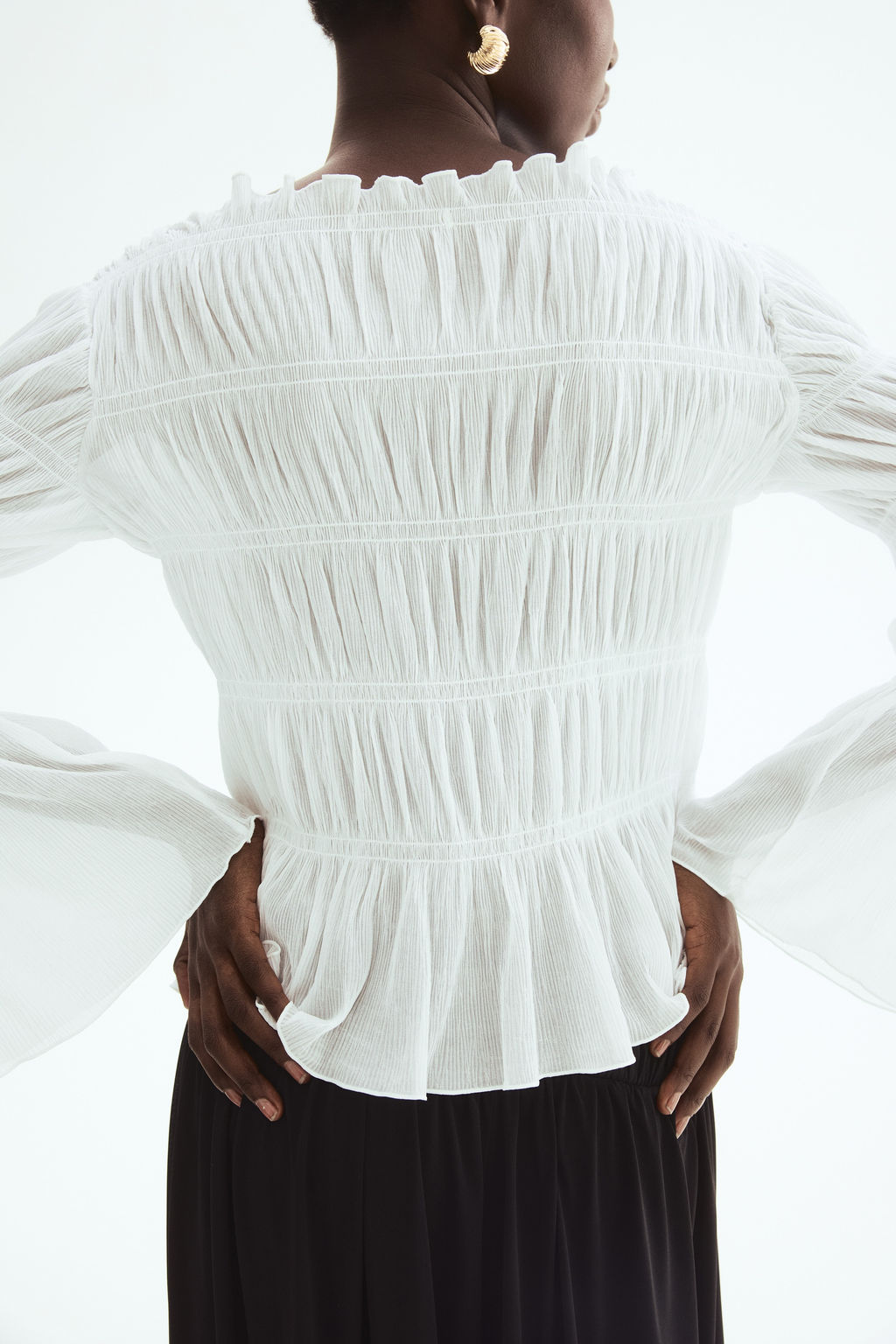 Smocked boat-neck top - H&m фото 3